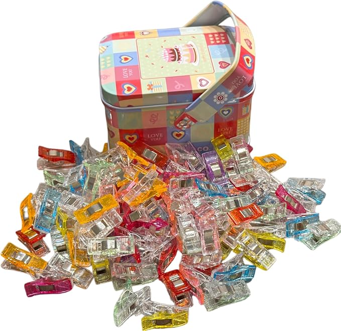 Sewing Clips 100 PCS with Tin Box, Sewing Supplies and Quilting Supplies by SORACO