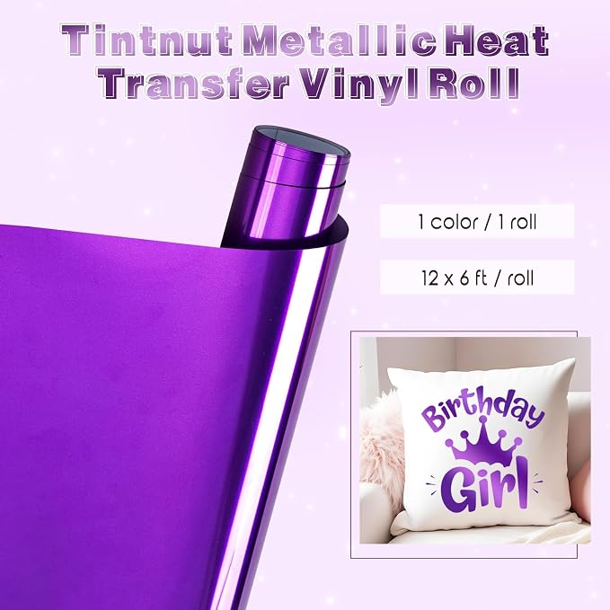 Tintnut Dark Purple Holographic HTV Vinyl Roll, easy cut & weed, stretch - Image 2