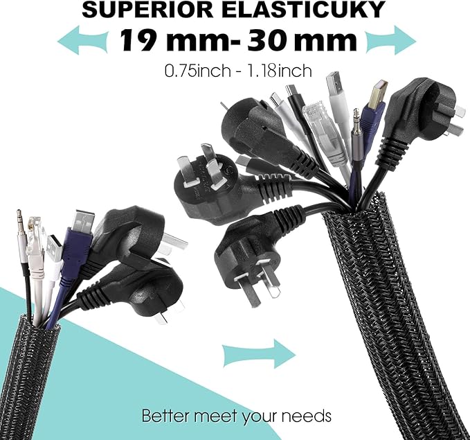AGPTEK Cable Sleeve Desk Cable Management, 20ft - Image 3