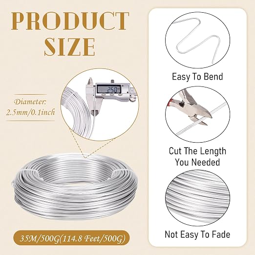 Fashewelry 114 Feet 10 Gauge Aluminum Wire Silver Bendable Metal Craft Wire - Image 2