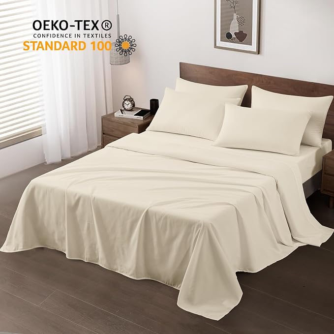 Maple&Stone King Flat Sheet 6 Pack, Premium Soft & Breathable, Brushed - Image 2