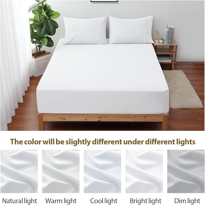 Queen Size Fitted Sheet Only White, 100% Egyptian Cotton 600 Thread Count - Image 6