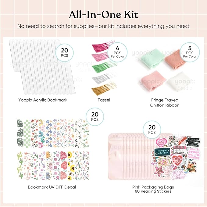 180 Pcs Acrylic Bookmark Blanks- 20 Set Bookmark Making Kit - Image 3