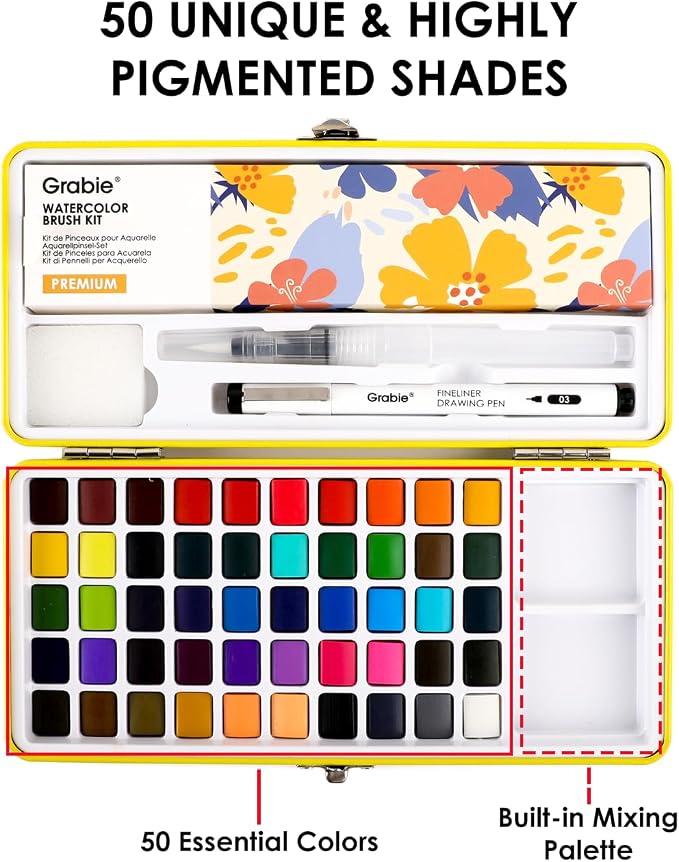 Grabie 50 Colors Premium All-In-One Water Color Paint Set - Image 5