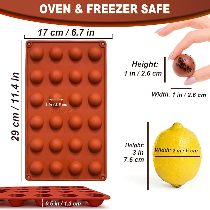 Lerykin Mini 24-Cavity Semi Sphere Silicone Molds Non-Stick, 2 Packs Half - Image 6