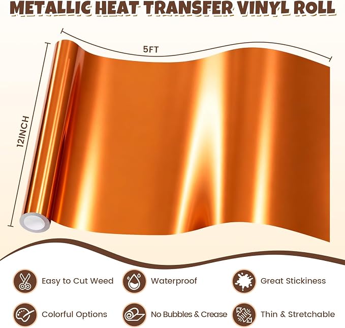 Orange Metallic Foil Heat Transfer Vinyl - Image 6