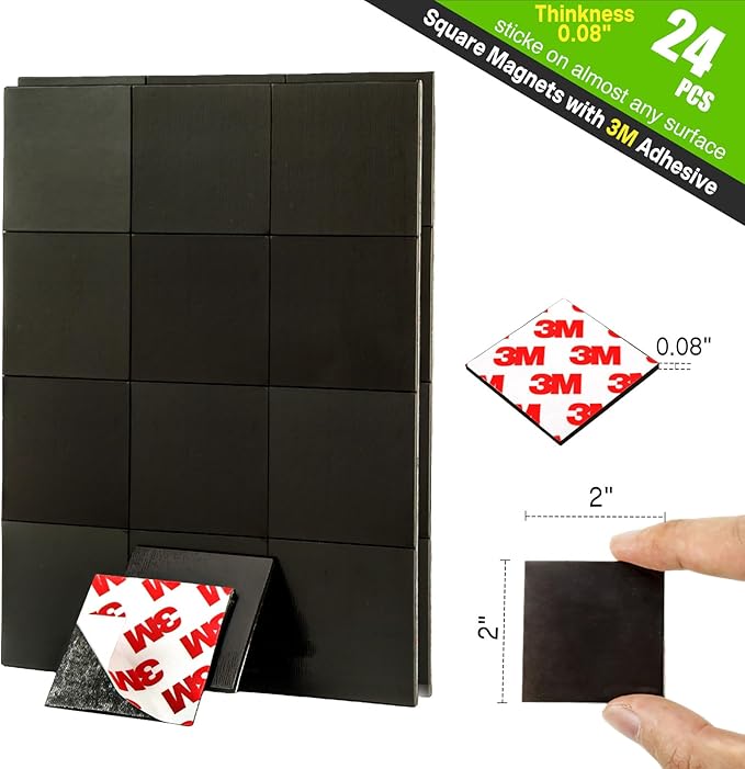 Stick On Magnets with Double Sided Adhesive Tape, Magnet Squares 2"x2" - Image 6
