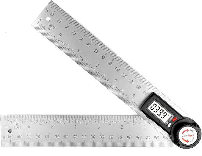 GemRed 82305 Digital Angle Finder Protractor-Stainless steel | white&red button by GemRed