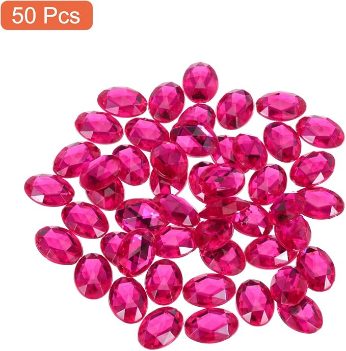 MECCANIXITY 50Pcs Acrylic Oval Gems 13x18 mm Flat Back Artificial Rhinestones - Image 3