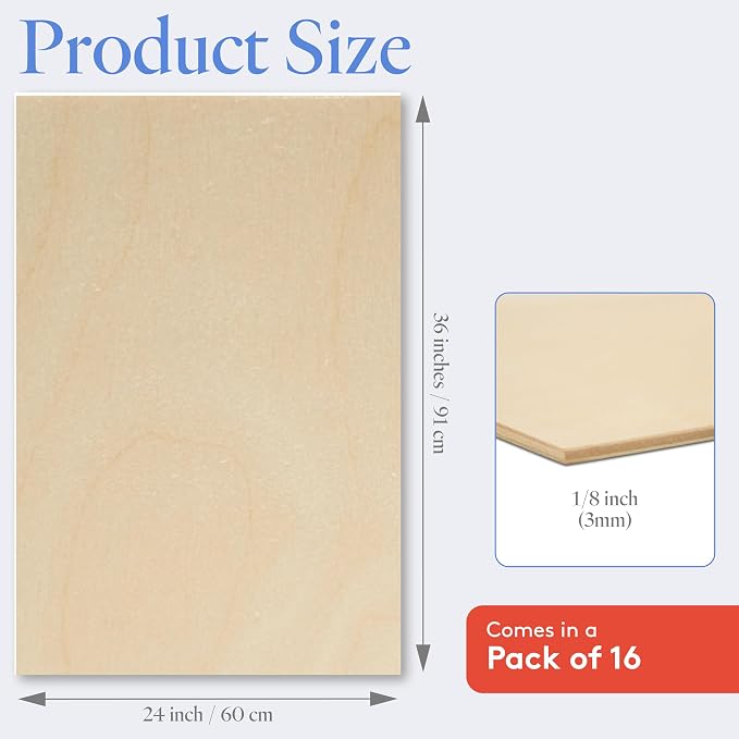 Baltic Birch Plywood 24 x 36 x 1/8 Inch - 3 mm Craft Wood - Image 2