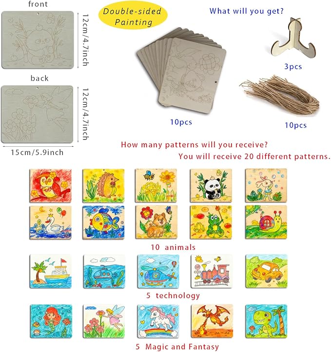 10pcs Wooden Ornaments to Paint - Image 3