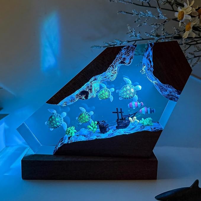 Sea Turtle Ocean Resin Lamp, Handmade Resin Night Light - Image 5