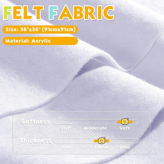 White 36" X 36" Felt Fabric Sheet - Image 3