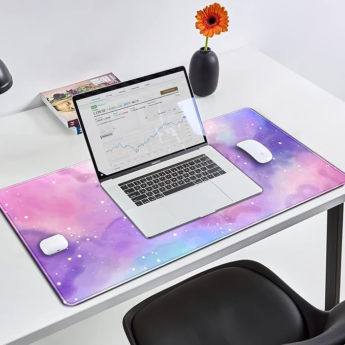 Desk Pad Purple Starry Sky Cute Gaming Mouse Pad Galaxy Gamer Girl Cute Pink - Image 3