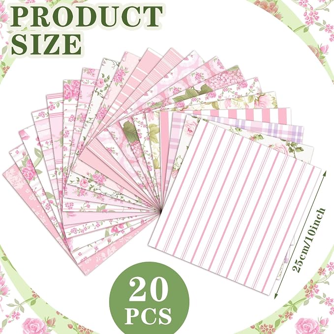 HunnmingRe 20 Pcs 10''x10'' Pink Hydrangea Flower Quilting Fabric Square Pink - Image 3