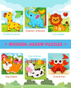 Wooden Puzzles for Toddlers 1-3, Montessori Educational Learning Toys for Kids - Image 4