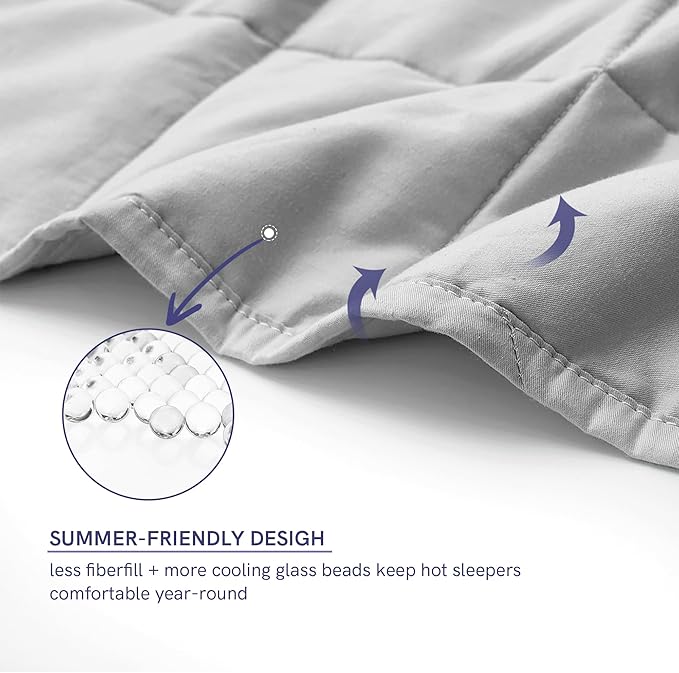 YnM 12lbs Weighted Blanket for Adults, Cotton Heavy Bed Throw Blanket - Image 4