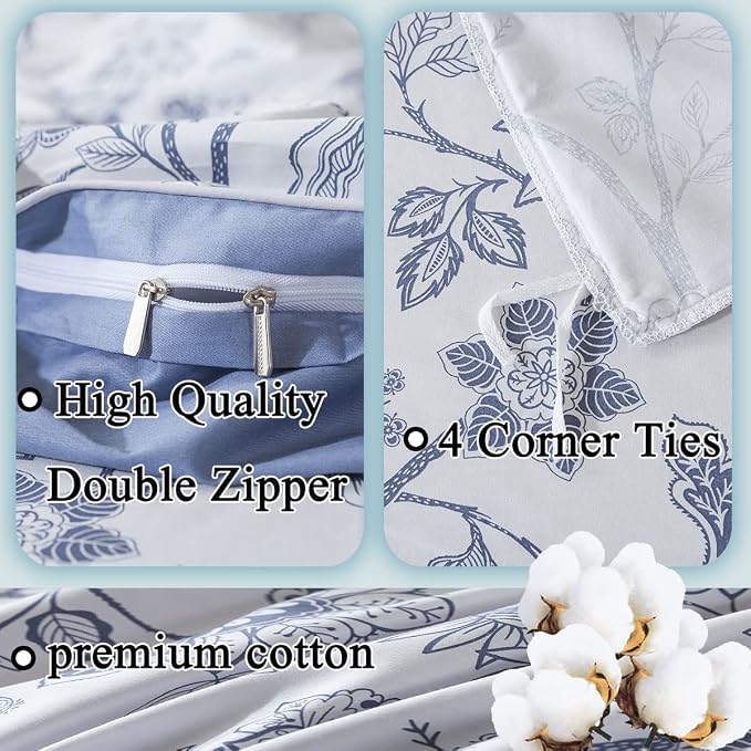 FADFAY Duvet Cover Set King/Cal King Floral Bedding Percale Cotton 600 TC - Image 3