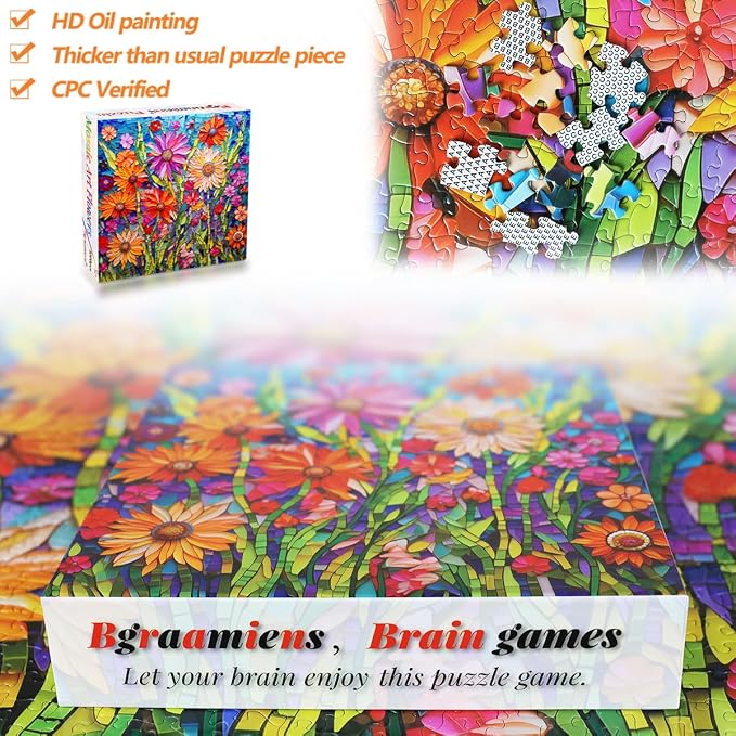 Bgraamiens-Mosaic Art Flowers-1000 Pieces Puzzle - Image 5