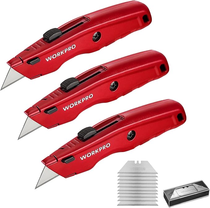 WORKPRO Premium Utility Knife, Retractable All Metal Heavy Duty Box Cutter by WORKPRO