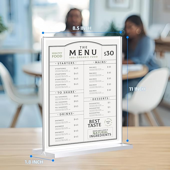 3 Pack Acrylic Sign Holder 8.5 x 11, Double-Sided Clear Sign Holder Plastic - Image 2