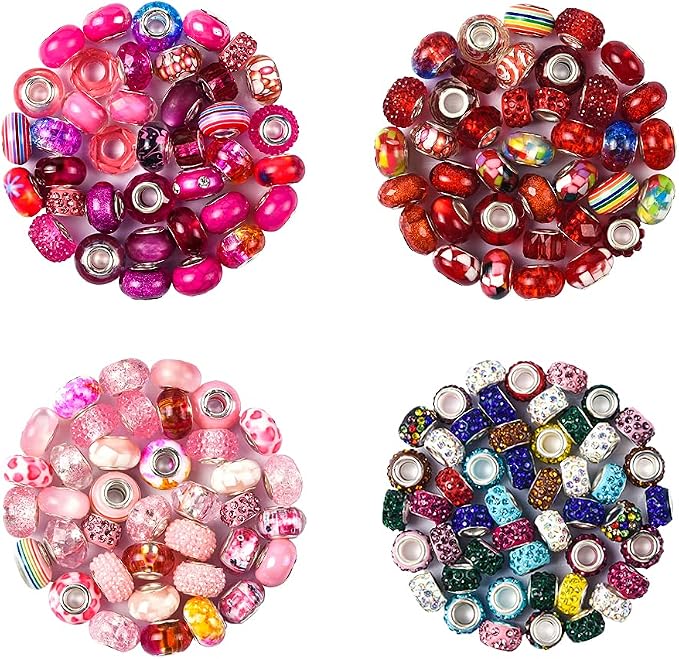 Aipridy Assortment European Large Hole Beads Spacer Beads Rhinestone Craft Beads - Image 2