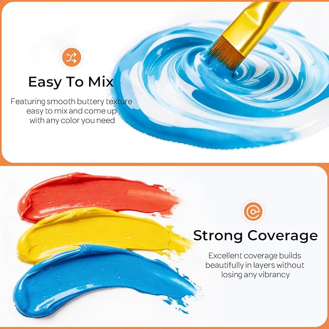 Nicpro Acrylic Paint Set, 36 Colors x 2 oz/60 ml - Image 4