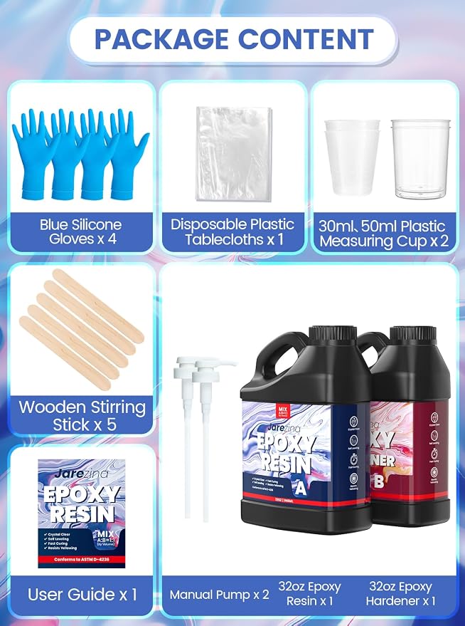 Jarezina Epoxy Resin Kit 64OZ, Crystal Clear Epoxy Resin-Strong and No Bubble - Image 3