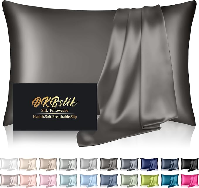 Silk Pillowcase for Hair and Skin, Mulberry Silk Pillow Cases Queen Size by HOME