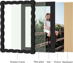 6x8 Picture Frame with Mat for 5x7, Wavy Edge Wooden Real Glass Photo Frame for - Image 5