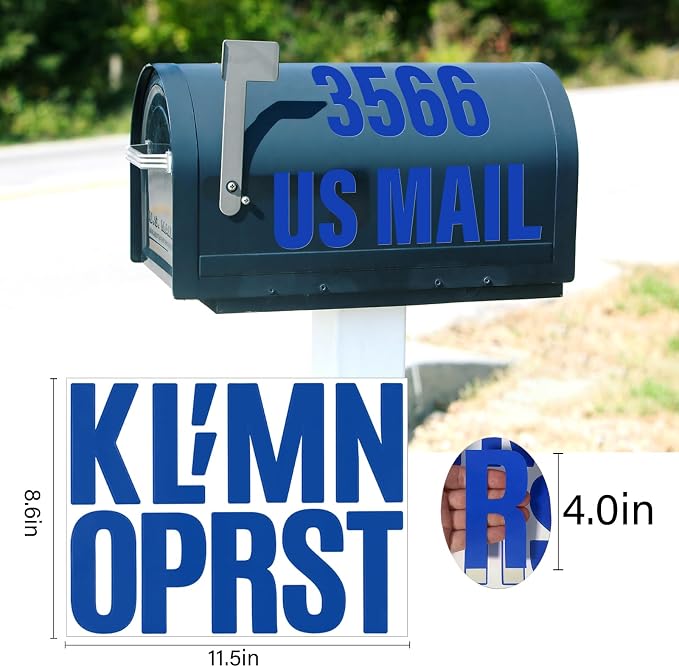Letter Stickers, Mailbox Numbers, 4 Inch Waterproof Vinyl Alphabet | 4 Inch Blue - Image 2