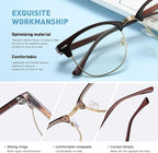 Blue Light Blocking Glasses Vintage Half Frame UV Clear Lens Anti Eyestrain - Image 3