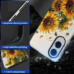 for Samsung Galaxy S25 Edge Case, Sunflowers Bees Pattern Glossy 2 in 1 - Image 4