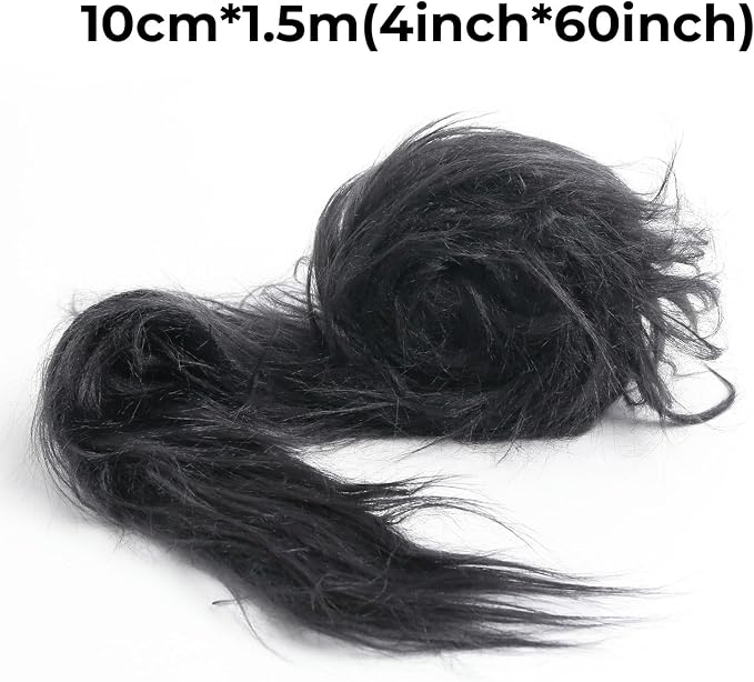 Shaggy Plush Faux Fur Fabric Precut Strips Black Fur Fluffy Fuzzy Craft Fur - Image 2