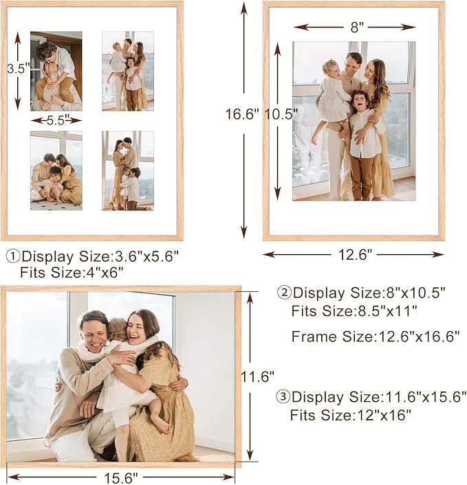 12x16 Picture Frame, OAK Wood Photo Frame 8.5x11 - Image 2