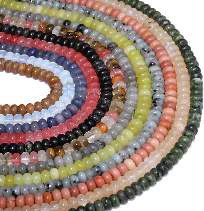 Songxi 5x8mm Natural Gold Rutilated Quartz Stone Rondelle Beads, Gemstone - Image 9