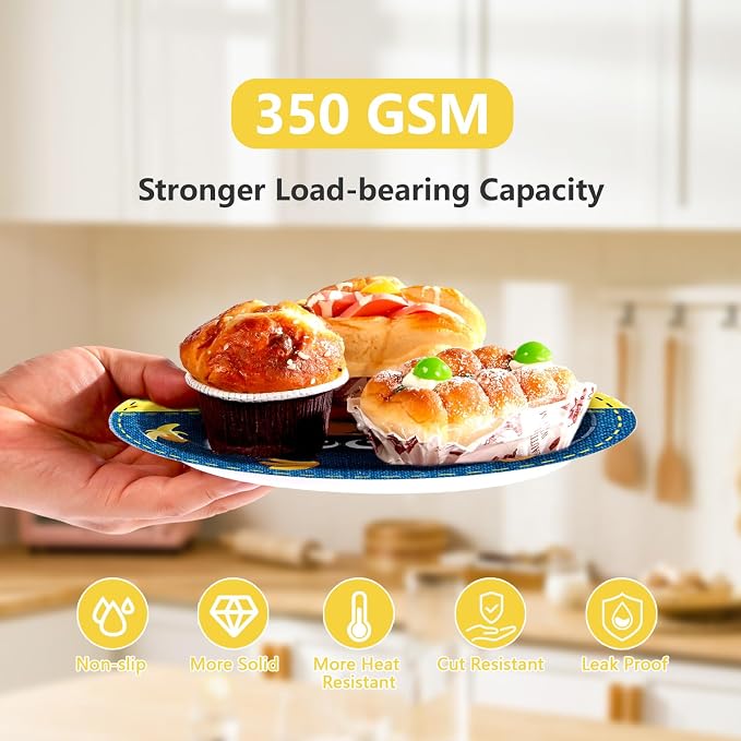 96 Pcs Yellow Cartoon 2nd Birthday Party Supplies Yellow Jeans Banana Plates - Image 5