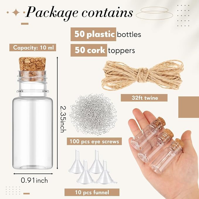 Bokon 50 Packs Mini Plastic Bottles - Image 2