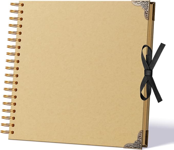 Scrapbook Album 10 Inch 40 Sheets 80 Pages, Kraft Paper Cover DIY Photo Album by Hiwhy