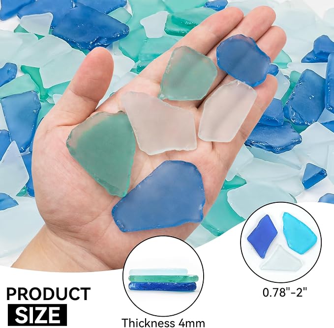 Keedolla Tumbled Sea Glass for Crafts - 10 OZ Flat Frosted Seaglass Pieces - Image 2