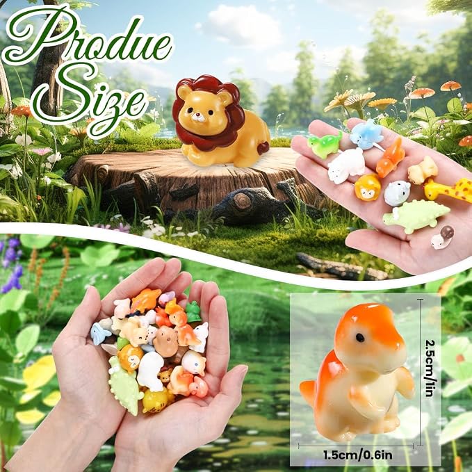 DIYDEC 40pcs Mini Resin Animal 40 Styles Tiny Resin Animals Miniature Little - Image 2