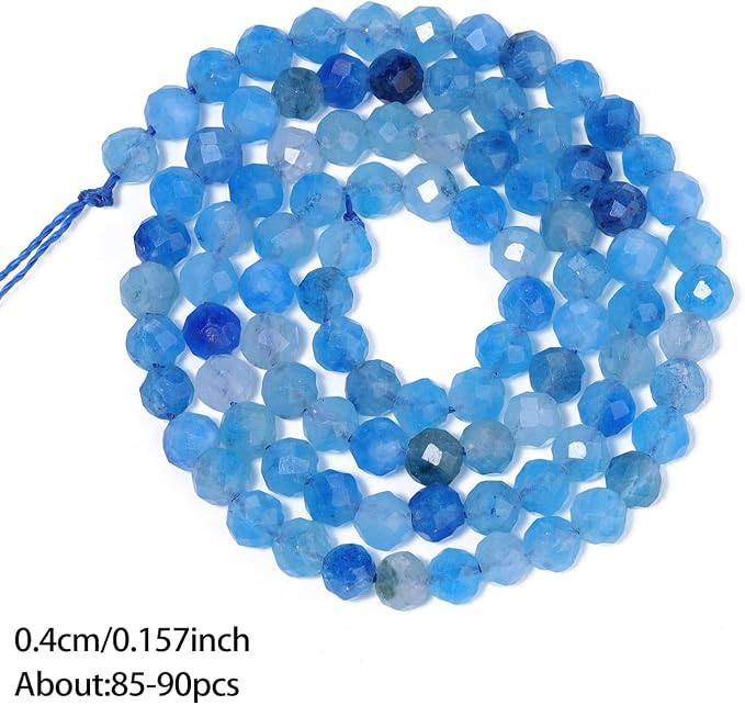 4mm 90pcs Blue Crystal Tiny Gemstone Beads - Image 3