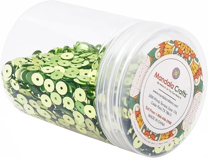 Mandala Crafts 6mm Flat Round Lime Green Sequins - Image 4