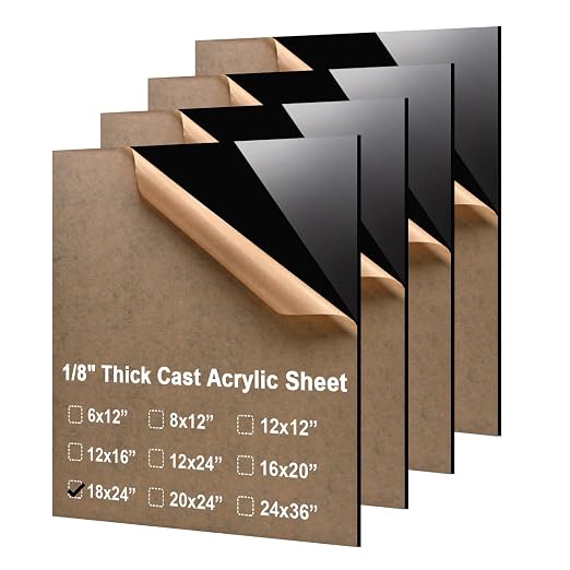 KINLINK 18x24 Plexiglass Sheets 1/8 inch Thick - 3mm Black Cast Acrylic Sheet by KINLINK
