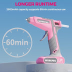 WORKPRO Pink Cordless Hot Melt Glue Gun, 7.2V Rechargeable Fast Preheating Glue - Image 3