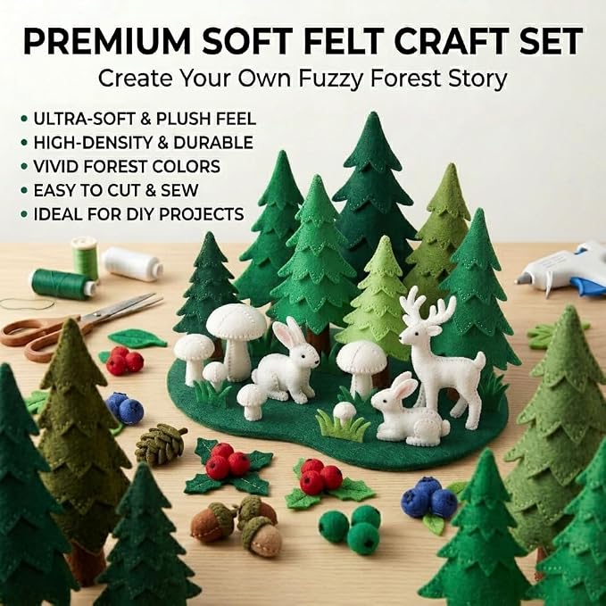 Green Felt Fabric Sheet 8" X 36", 1.6mm Thick 8 Pack 4 Colors Assorted | Soft - Image 3