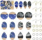 FASHEWELRY 16Pcs Teardrop Round Resin Wood Earring Charms Black Blue Wooden - Image 7