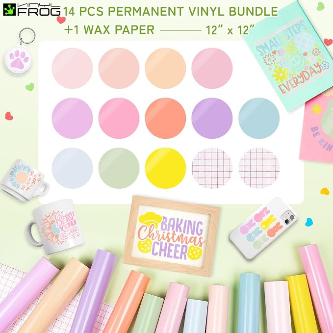 VINYL FROG Pastel Permanent Vinyl -12‘’x12'' Glossy Boho Vinyl Bundle 14 Sheets - Image 2