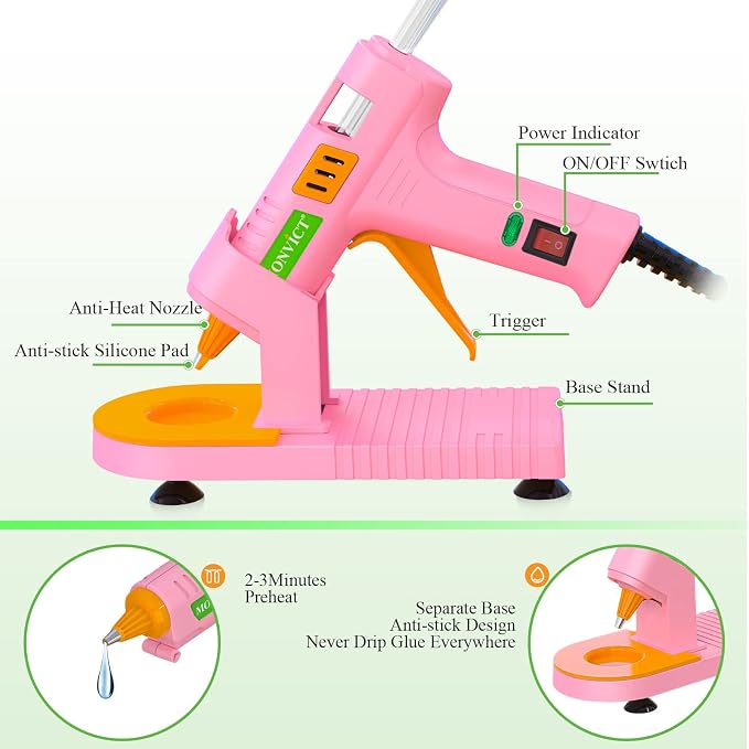 MONVICT Pink Hot Glue Gun Kit, Mini Glue Gun - Image 2