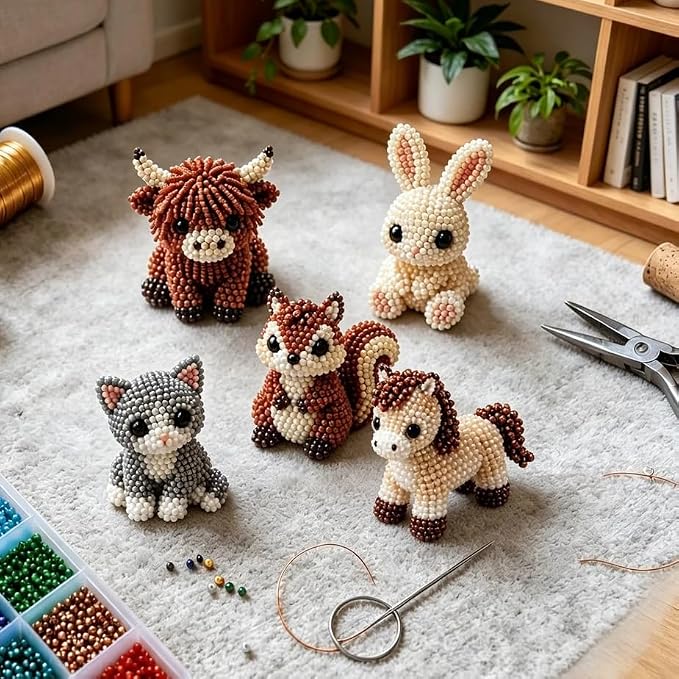 CJNEJGT Kid Friendly 3D Beaded Animal DIY Kit, Stress Relief Leisure DIY Bead - Image 7